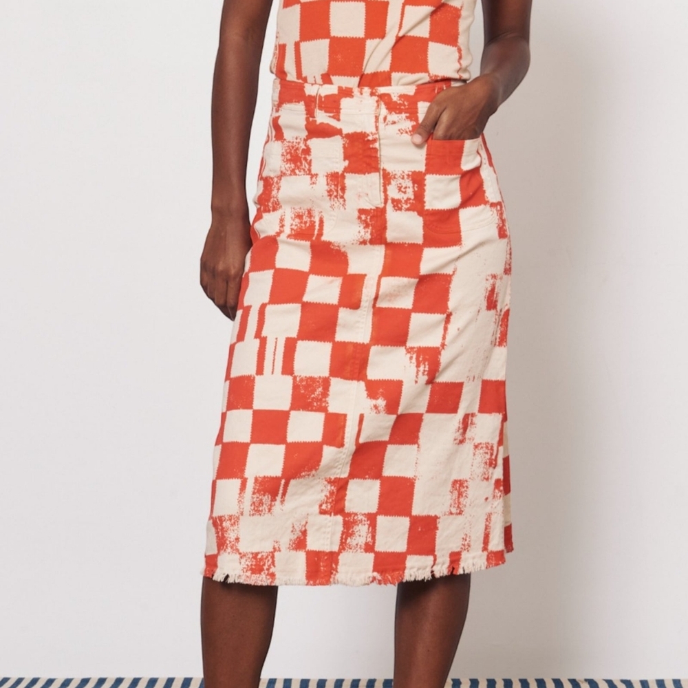 Raquel allegra check denim skirt